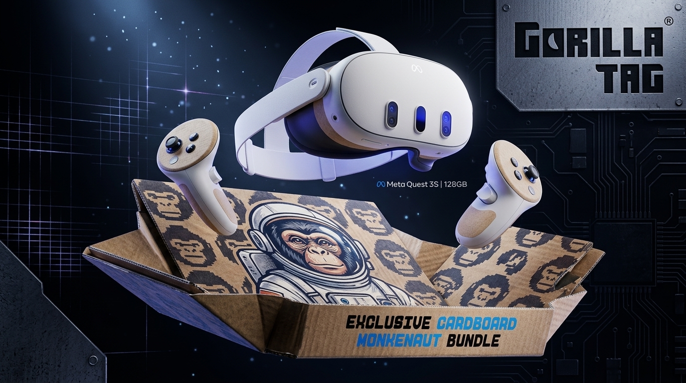 Meta Quest 3S 128GB VR Headset – Gorilla Tag Cardboard Monkenaut Bundle