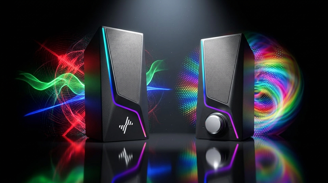 Nylavee Computer Speakers for Desktop – 6 Lighting Modes, USB Powered