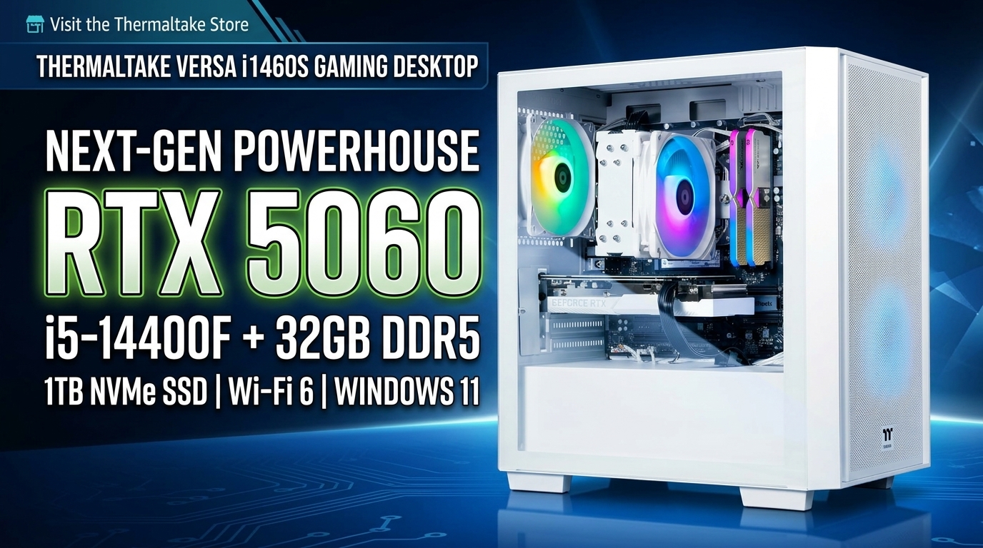 Thermaltake LCGS Versa i1460S Gaming Desktop – Core i5-14400F, RTX 5060, 32GB DDR5